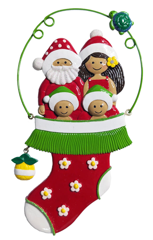 274: Santa Hula Stocking - Family of 4