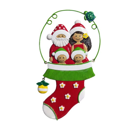 274: Santa Hula Stocking - Family of 4
