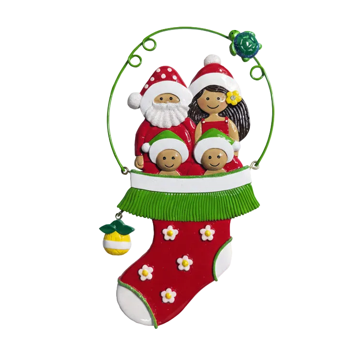 274: Santa Hula Stocking - Family of 4