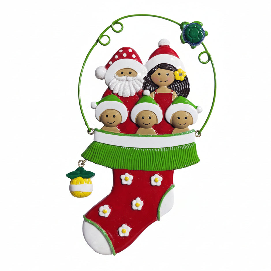 275: Santa Hula Stocking - Family of 5