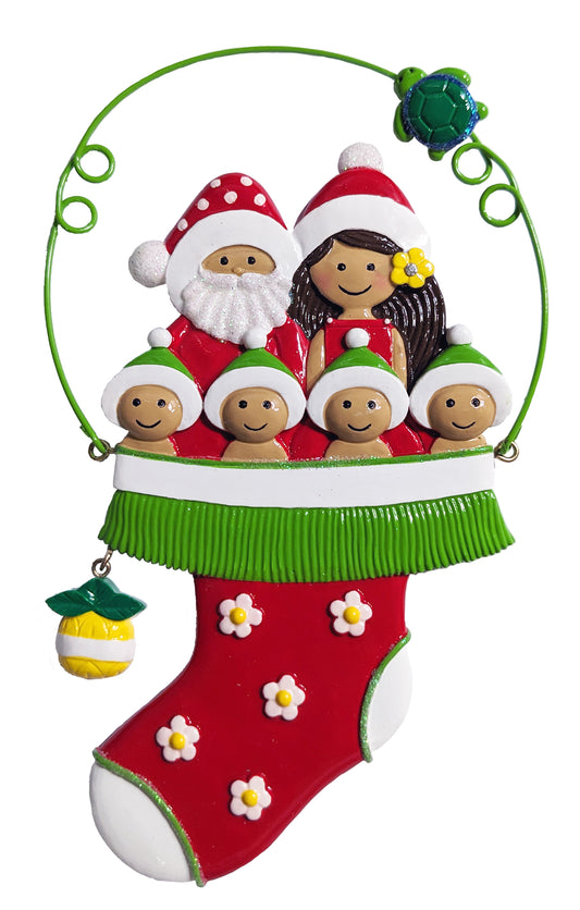 276: Santa Hula Stocking - Family of 6