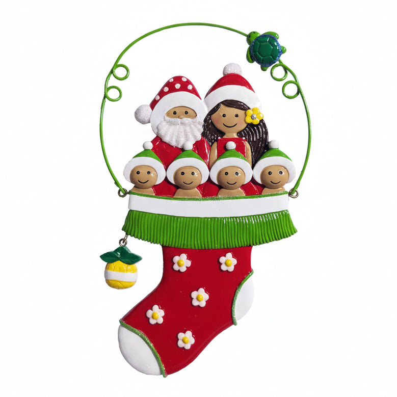 276: Santa Hula Stocking - Family of 6