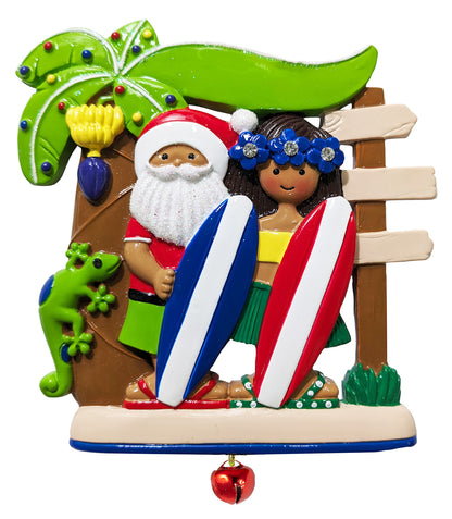 302: Santa Surfboard Gecko Couple - Linking