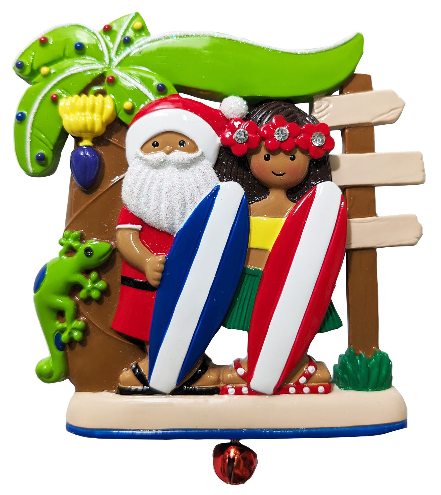 302: Santa Surfboard Gecko Couple - Linking