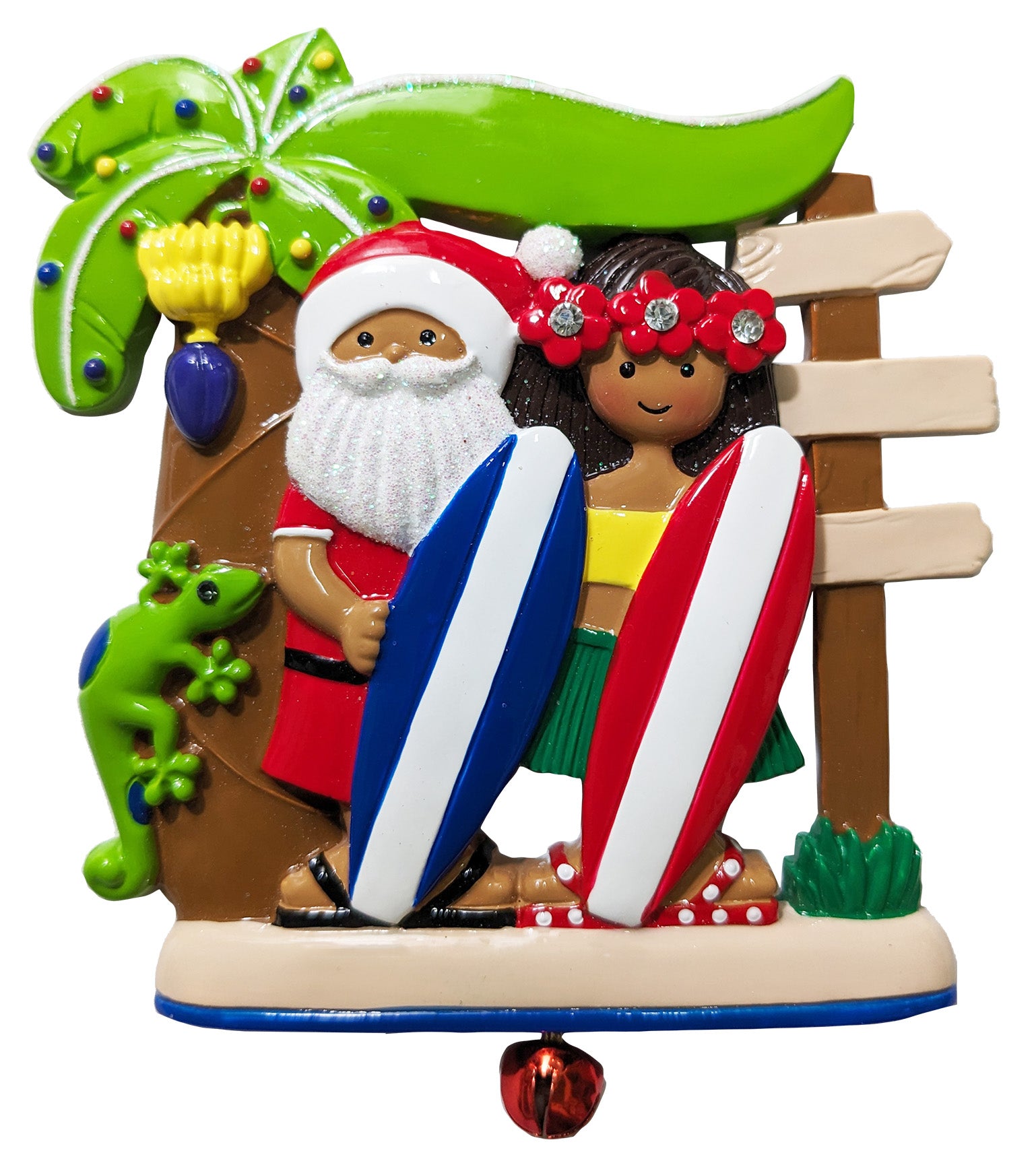 302P: Santa Surfboard Gecko Couple