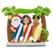 303: Santa Surfboard Family of 3 - Table Topper