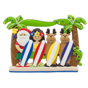 304: Santa Surfboard Family of 4 - Table Topper