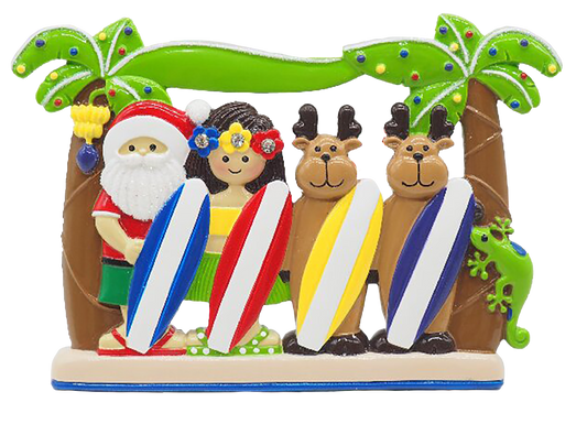 Santa Surfboard Family of 4 - Table Topper