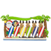 306: Santa Surfboard Family of 6 - Table Topper