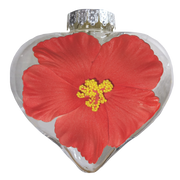 BB101HR: Heart Ornament w/ Red Hibiscus - 24 Pack