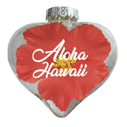 BB101HRA: Heart Ornament w/ Red Hibiscus Aloha