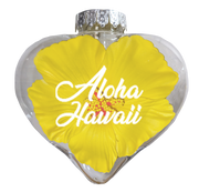 BB101HYA: Heart Ornament w/ Yellow Hibiscus Aloha