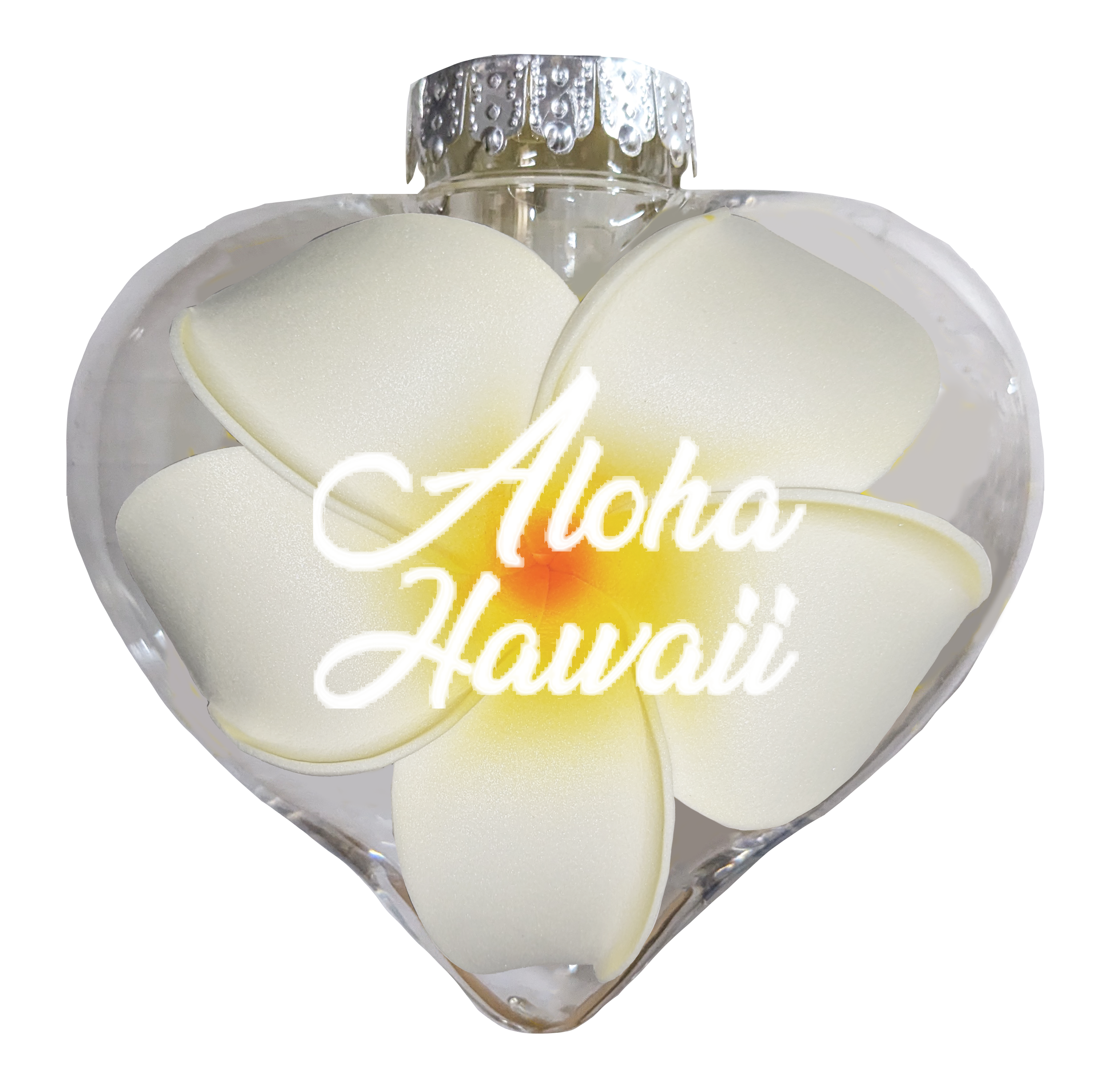 BB101PA: Heart Ornament w/ Plumeria Aloha