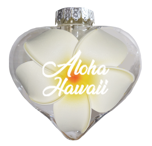 BB101PA: Heart Ornament w/ Plumeria Aloha