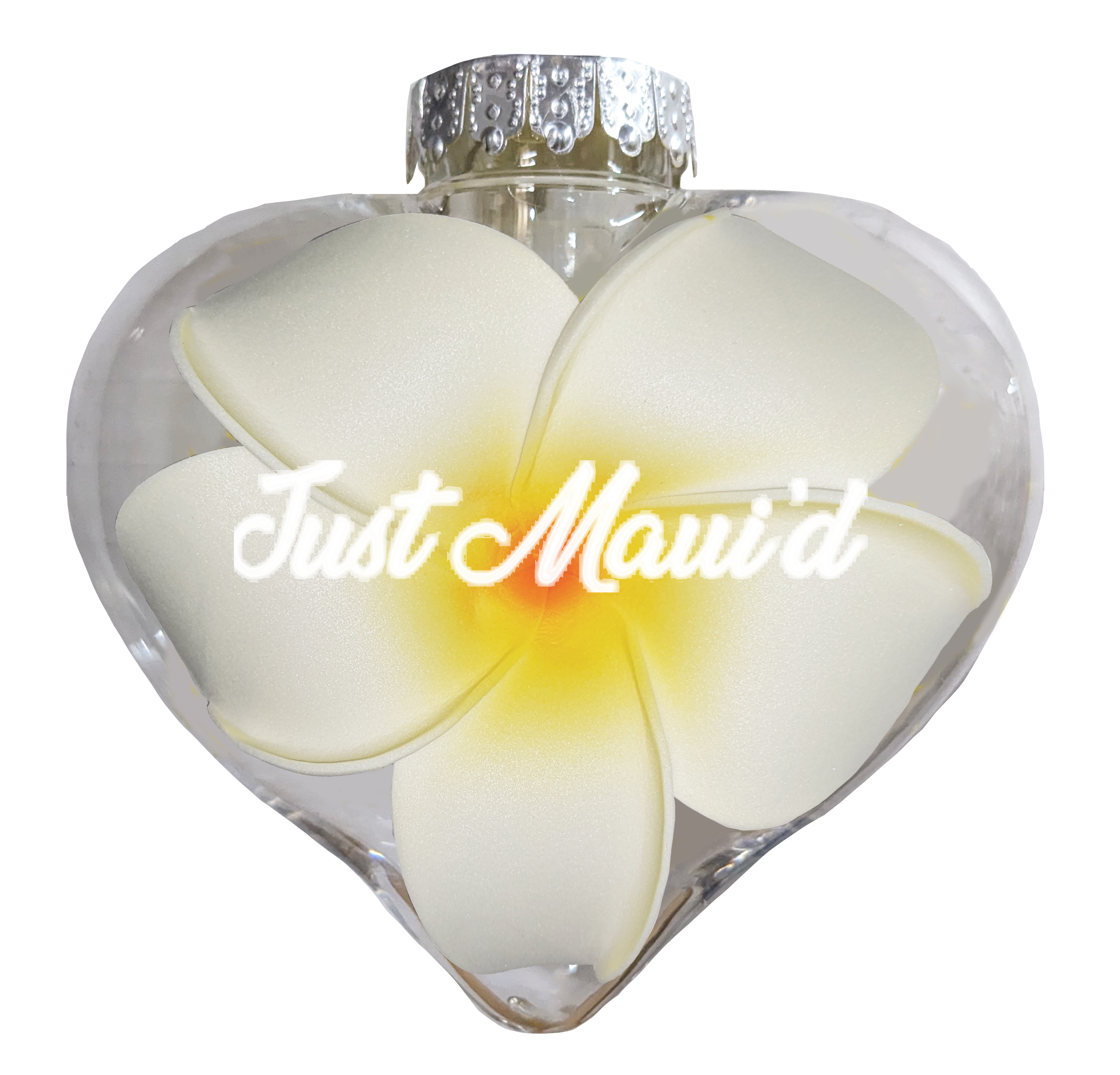 BB101PJM: Heart Ornament w/ Plumeria Just Mauid