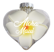 BB101PM: Heart Ornament w/ Plumeria Aloha Maui