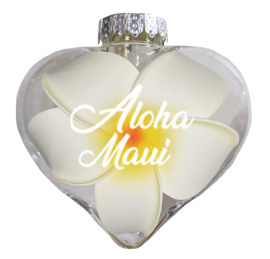 BB101PM: Heart Ornament w/ Plumeria Aloha Maui