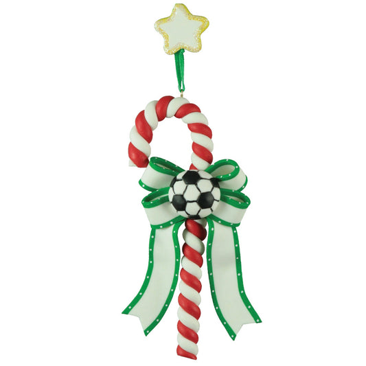 CL296: SOCCER BALL CANDY CANE