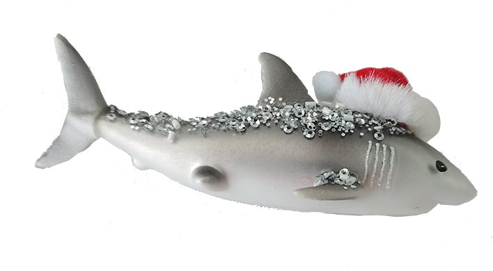 HZZ112: Glass Shark w/ Santa Hat