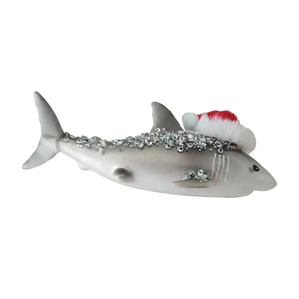 HZZ112: Glass Shark w/ Santa Hat - 12 Pack