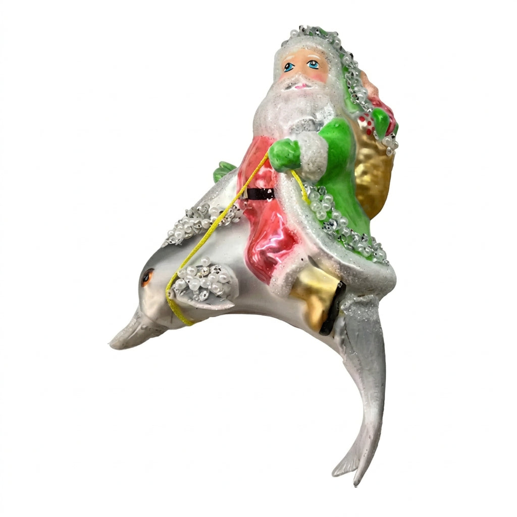 HZZ114G: Glass Green Santa & Dolphin - 12 Pack (Copy)