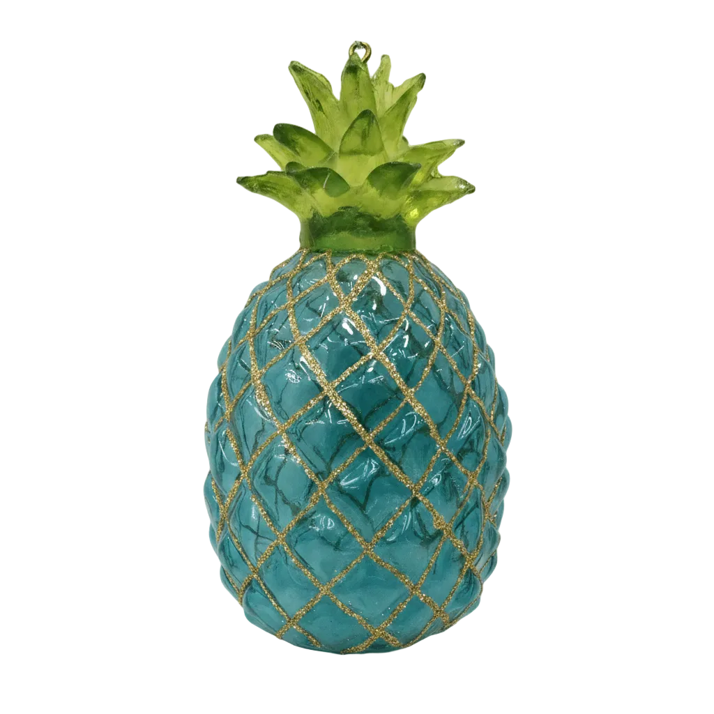 HZZ121B: Clear Glass Blue Pineapple - 12 Pack