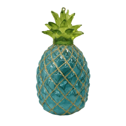 HZZ121B: Clear Glass Blue Pineapple - 12 Pack