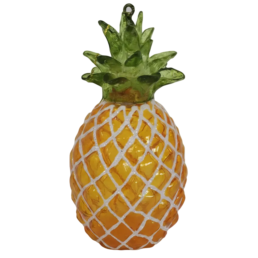 HZZ121Y: Clear Glass Yellow Pineapple - 12 Pack