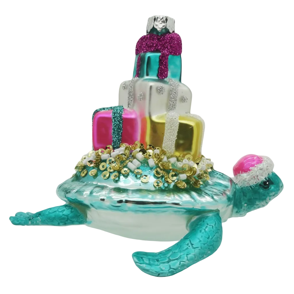 HZZ122: Glass Turtle w/ Presents