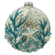 HZZ129: Glass Coral Ornament w/ Silver - 12 Pack