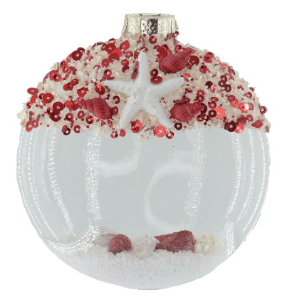 HZZ130CR: Clear Red Beach Disc Ornament