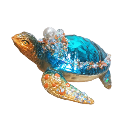 HZZ134: Glass Turtle w/ Pearls - 12 Pack