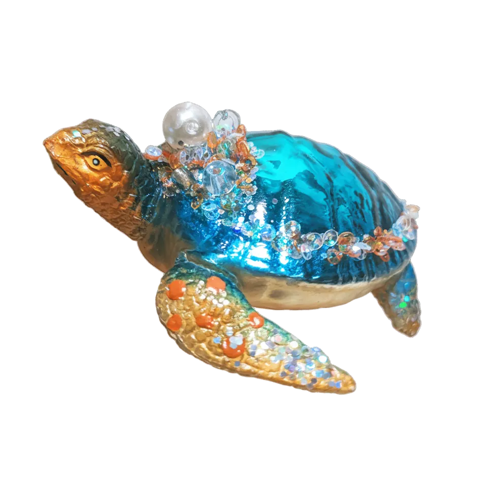HZZ134: Glass Turtle w/ Pearls