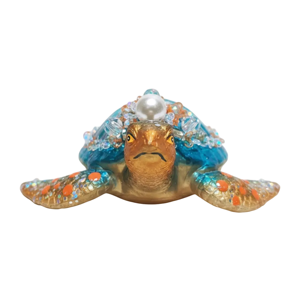 HZZ134: Glass Turtle w/ Pearls - 12 Pack