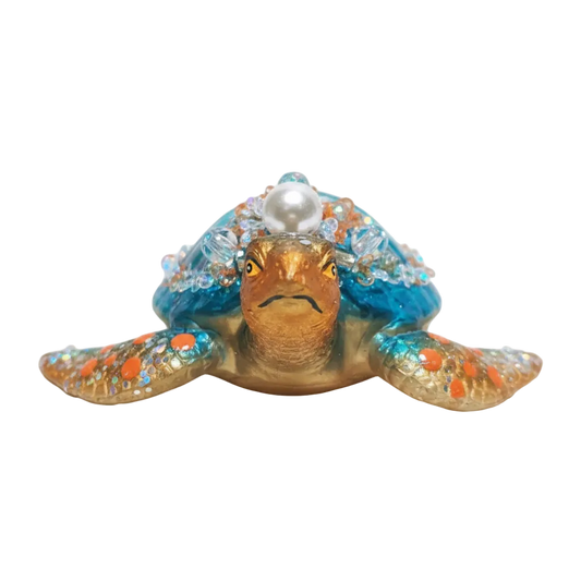 HZZ134: Glass Turtle w/ Pearls - 12 Pack