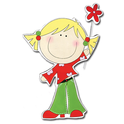 JK104: GIRL IN PANTS W/ FLOWER