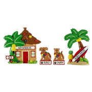 LR115: Hut, Palm Tree, Cat & Dog (4-Piece Pet Set)