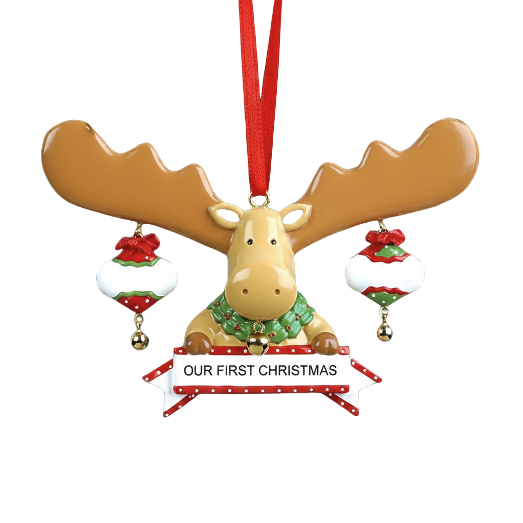 LR412: MOOSE W/ 2 ORNAMENTS (FIRST CHRISTMAS)