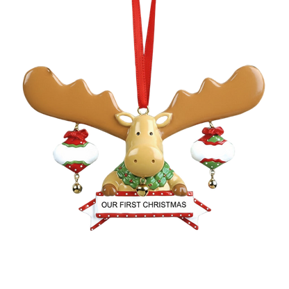 LR412: MOOSE W/ 2 ORNAMENTS (FIRST CHRISTMAS)