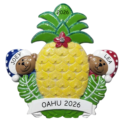 NT312: Pineapple Bears Tabletop Couple.- 12 Pack