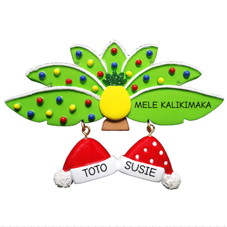 NT332: Palm Leaves Santa Hats Couple