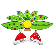 NT332: Palm Leaves Santa Hats Couple