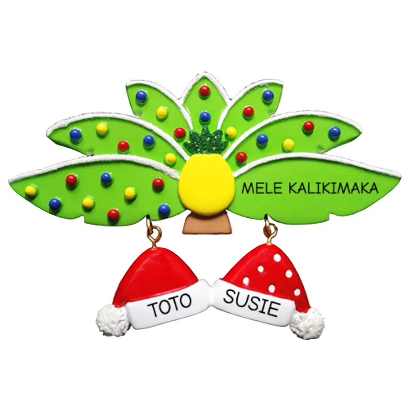 NT332: Palm Leaves Santa Hats Couple