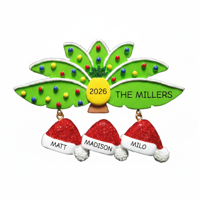 NT333: Palm Leaves Santa Hat Family-3