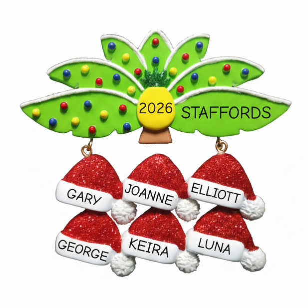 NT336: Palm Leaves Santa Hats Family-6