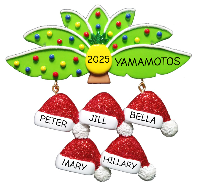 NT335: Palm Leaves Santa Hats Family-5