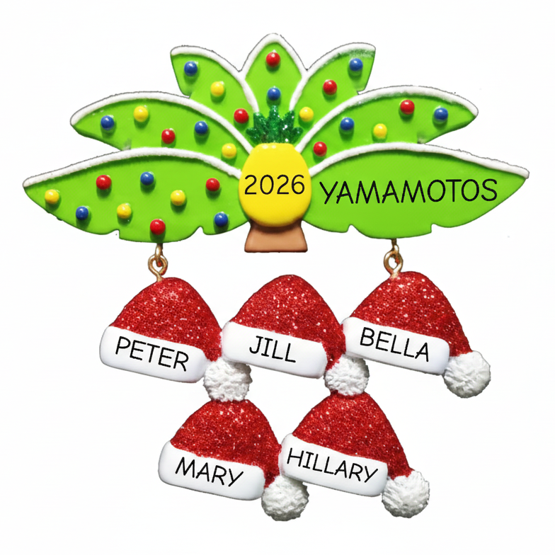NT335: Palm Leaves Santa Hats Family-5