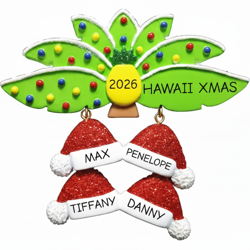 NT334: Palm Leaves Santa Hats Family-4