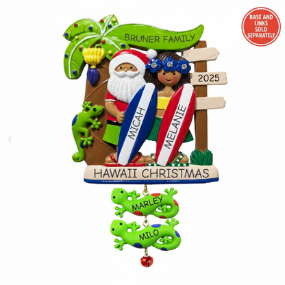 302: Santa Surfboard Gecko Couple - Linking