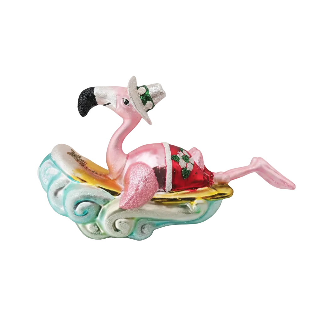 HZZ127: Glass Surfing Flamingo